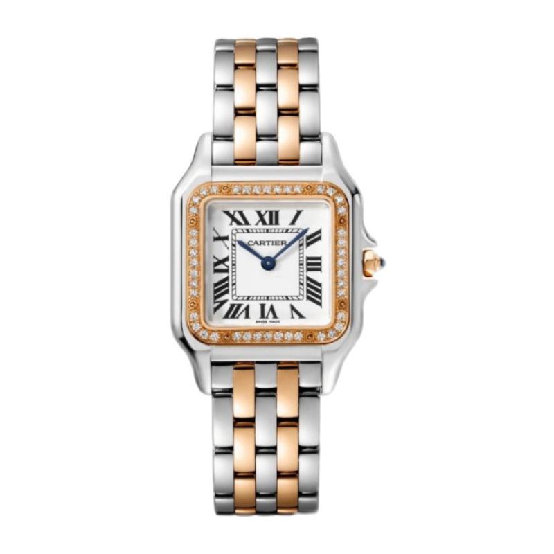 Cartier Panthère Steel Rose Gold Diamonds Medium