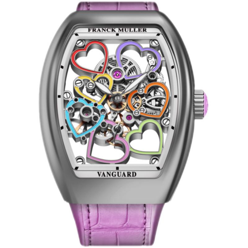 Franck Muller Vanguard Lady Heart Skeleton V 38 S6 SQT HEART COL DRM (RS)