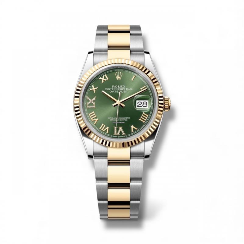 Rolex Datejust 36 Green Dial Diamonds Yellow Gold