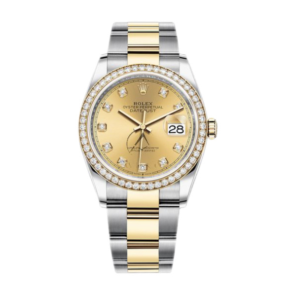 Rolex Datejust 36 Gold Dial Diamonds