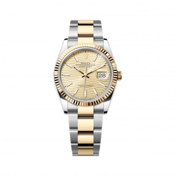Rolex Datejust 36 Gold Steel Golden Dial Oyster