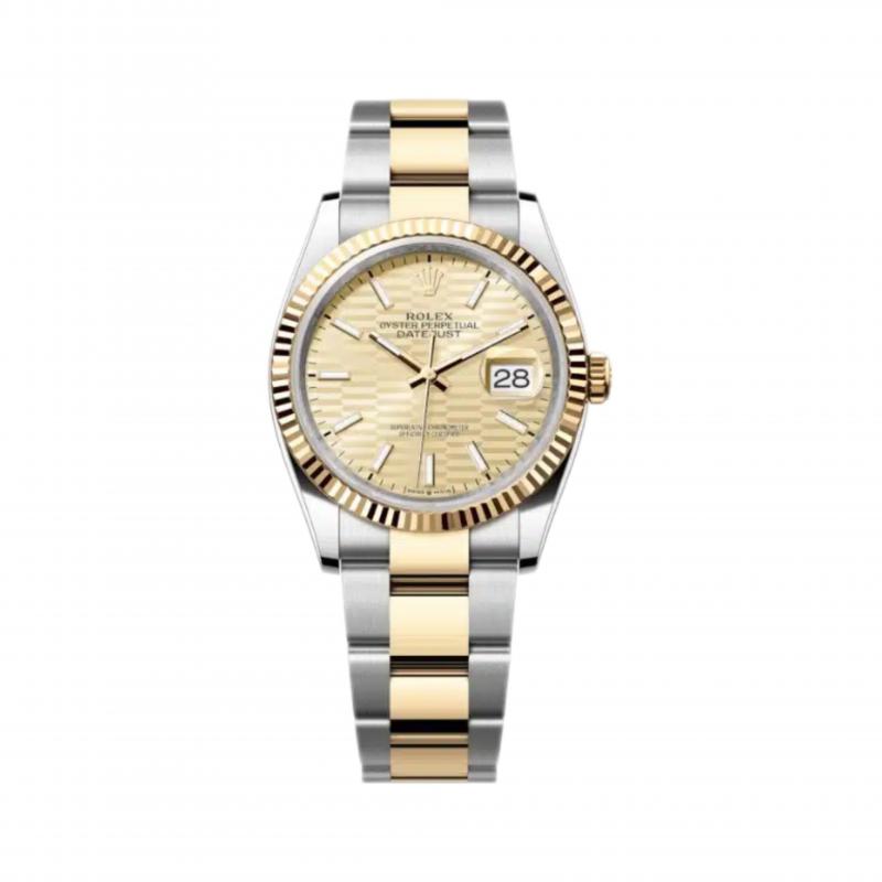 Rolex Datejust 36 Gold Steel Golden Dial Oyster