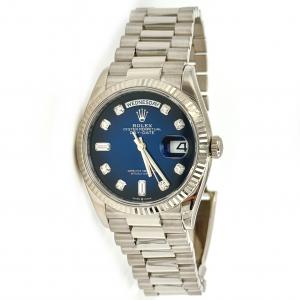 Rolex Day-Date 36 White Gold Blue Ombre Diamond Dial